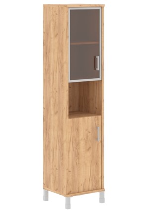 Шкаф Born В 431.9 L левый колонка высокая с малой стеклянной дверью в AL рамке и глухой 475х450х2054 мм, Дуб Бофорд в Самаре - изображение