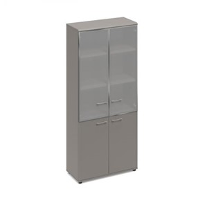 Шкаф со стеклянными дверьми в алюминиевой рамке (топ МДФ) Time Metal (90.2x40.2x205) мокко премиум, МР 9380 МП/МП/МП в Самаре