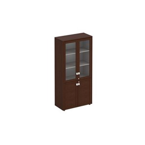 Шкаф со стеклянными дверьми высокий Премьер, венге темный (96х46х198) ПР 343 в Самаре
