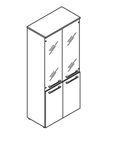 Шкаф колонка со стеклянными и глухими дверями MORRIS  Дуб Базель/Венге Магия MHC 85.2 (854х423х1956) в Самаре - предосмотр 1