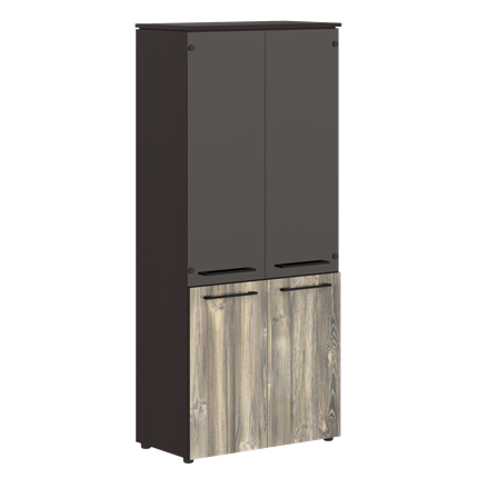 Шкаф колонка со стеклянными и глухими дверями MORRIS  Дуб Базель/Венге Магия MHC 85.2 (854х423х1956) в Самаре - изображение