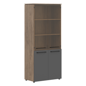 Шкаф колонка со стеклянными и глухими дверями MORRIS TREND Антрацит/Кария Пальмира MHC 85.2 (854х423х1956) в Самаре