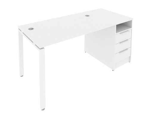 Офисный стол с тумбой Б.РС-СТП -1.1 Белый/Белый в Самаре - изображение