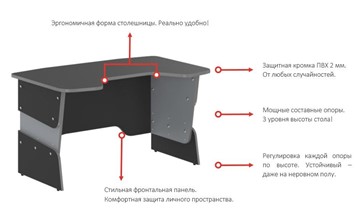 Стол для компьютера SKILLL STG 1385, Антрацит/ Красный в Тольятти - предосмотр 1