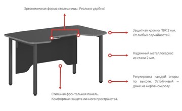Стол SKILLL SSTG 1385, (1360x850x747),  Антрацит /Металлик в Тольятти - предосмотр 2