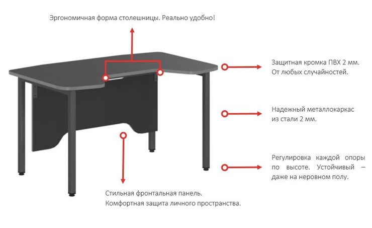 Стол SKILLL SSTG 1385, (1360x850x747),  Антрацит /Металлик в Тольятти - изображение 2