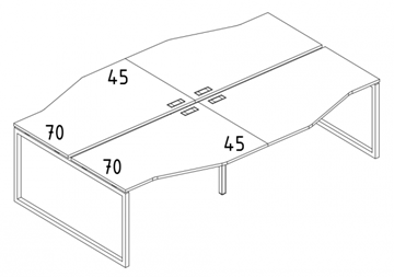 Рабочая станция столы (4х120) Техно на металлокаркасе QUATTRO А4, 240x184x75 белый премиум / металлокаркас белый А4 Б4 189-2 БП в Тольятти