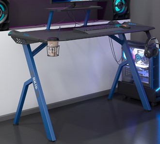 Компьютерный стол SKILL CTG-001, (1200х600х750), Черный/ Синий в Тольятти - предосмотр 1