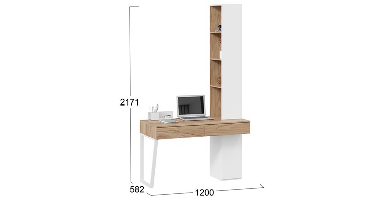 Стол с ящиками со шкафом комбинированным Порто СМ-393.15.012 (Белый жемчуг/Яблоня беллуно/Белый софт) в Самаре - изображение 1