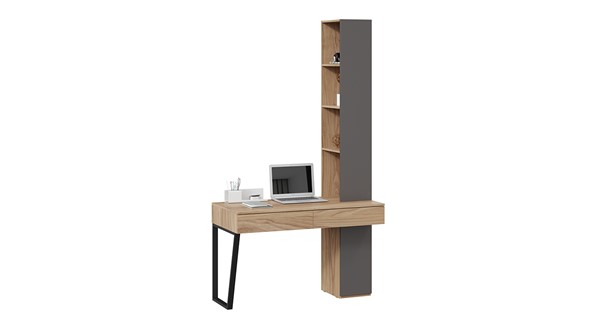 Компьютерный стол со шкафом комбинированным Порто СМ-393.15.012 (Яблоня Беллуно/Графит софт) в Тольятти - изображение