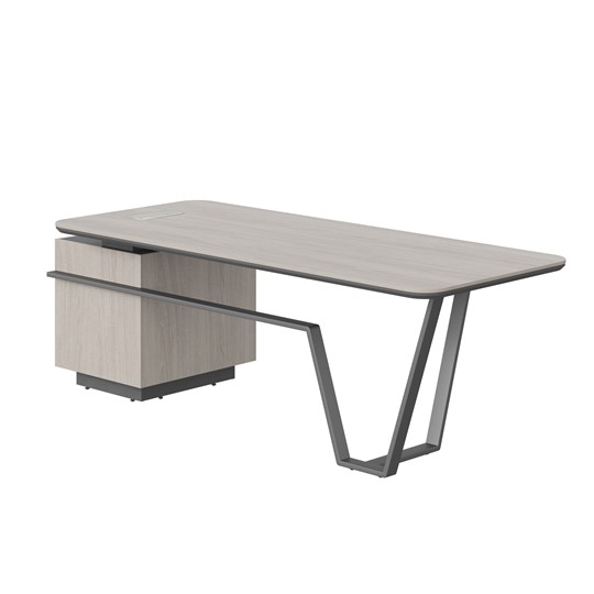 Стол с комбинированной столешницей и правой тумбой LINE Дуб-серый-антрацит СФ-571101.1 (2225х900х762) в Самаре - изображение 1