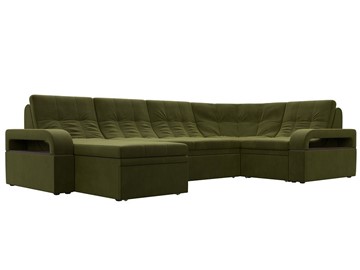 П-образный диван Лига-035, Зеленый (Микровельвет) в Самаре