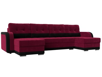 Большой П-образный диван Марсель, Бордовый\Черный (Микровельвет) в Самаре