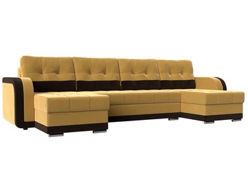 П-образный диван Марсель, Желтый\Коричневый (Микровельвет) в Самаре