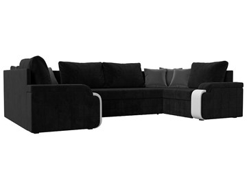 П-образный диван Николь, Черный/Белый/Серый (велюр/экокожа) в Самаре