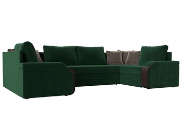 П-образный диван Николь, Зеленый/Коричневый/Коричневый (велюр/экокожа) в Самаре