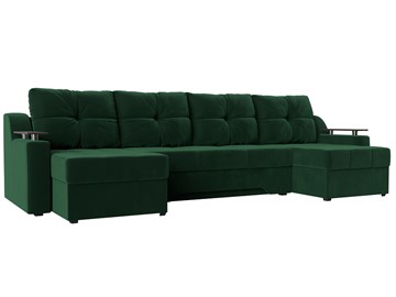 Большой П-образный диван Сенатор, Зеленый (Велюр) боннель в Самаре