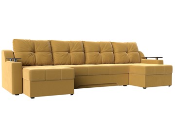 Большой П-образный диван Сенатор, Желтый (Микровельвет) боннель в Тольятти