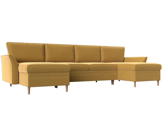 Большой П-образный диван София, Желтый (Микровельвет) в Тольятти - изображение