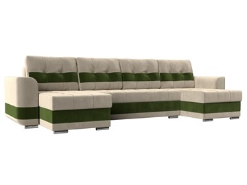 П-образный диван Честер, Бежевый/зеленый (вельвет) в Самаре