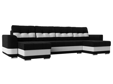 П-образный диван Честер, Черный/белый (вельвет/экокожа) в Самаре