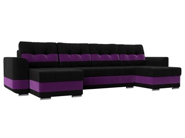 П-образный диван Честер, Черный/фиолетовый (вельвет) в Самаре - предосмотр