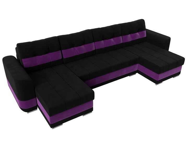 П-образный диван Честер, Черный/фиолетовый (вельвет) в Самаре - изображение 4