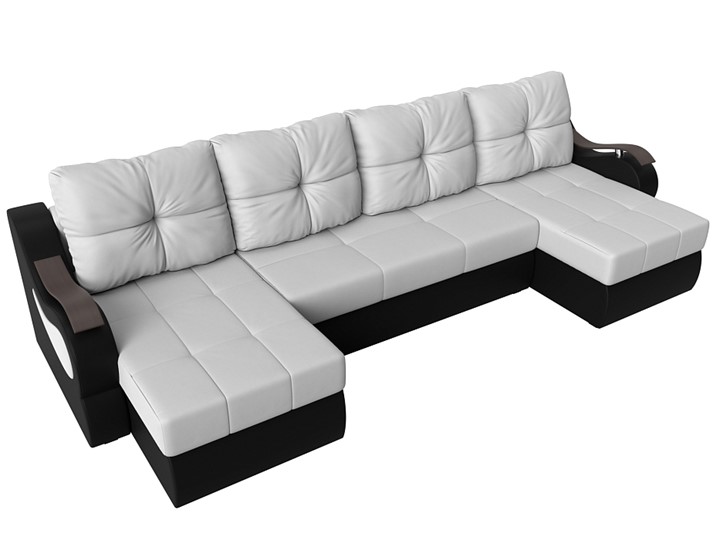 П-образный диван Меркурий П, Белый/черный (экокожа) в Самаре - изображение 4