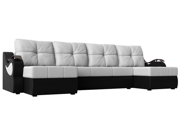 П-образный диван Меркурий П, Белый/черный (экокожа) в Тольятти - изображение
