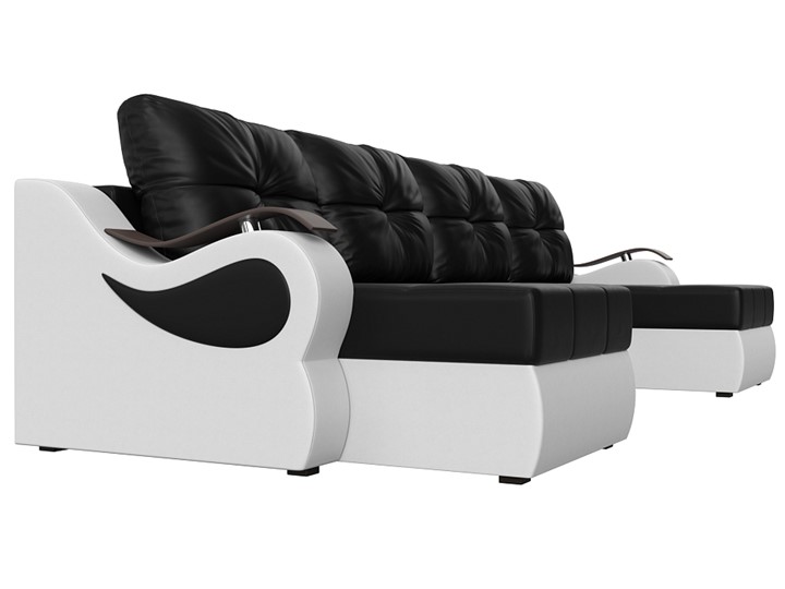 П-образный диван Меркурий П, Черный/белый (экокожа) в Самаре - изображение 2