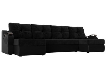 П-образный диван Меркурий П, Черный\Черный (Велюр\Экокожа) в Самаре