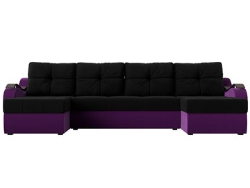 П-образный диван Меркурий П, Черный/фиолетовый (вельвет) в Самаре - предосмотр 1