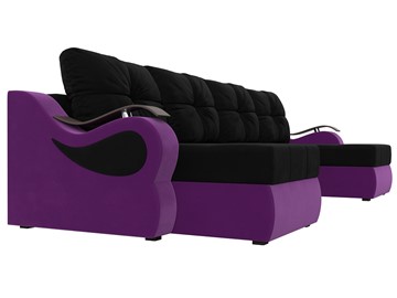 П-образный диван Меркурий П, Черный/фиолетовый (вельвет) в Самаре - предосмотр 2