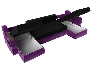 П-образный диван Меркурий П, Черный/фиолетовый (вельвет) в Самаре - предосмотр 6