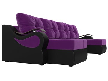 П-образный диван Меркурий П, Фиолетовый/черный (вельвет/экокожа) в Самаре - предосмотр 2