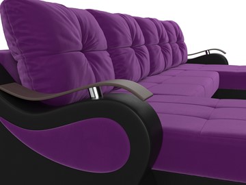 П-образный диван Меркурий П, Фиолетовый/черный (вельвет/экокожа) в Самаре - предосмотр 3