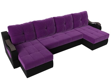П-образный диван Меркурий П, Фиолетовый/черный (вельвет/экокожа) в Самаре - предосмотр 4