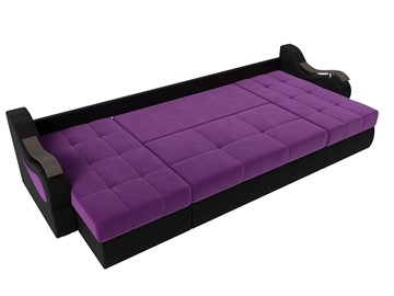 П-образный диван Меркурий П, Фиолетовый/черный (вельвет/экокожа) в Самаре - предосмотр 5
