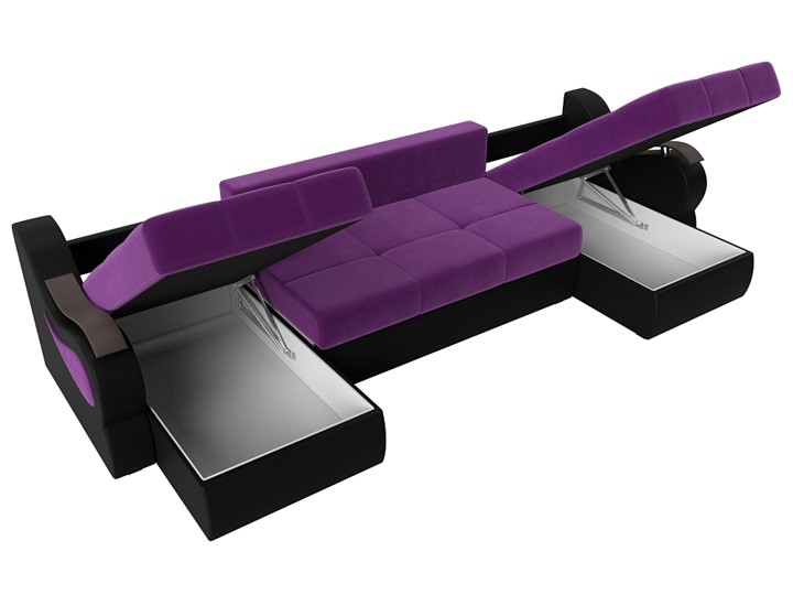 П-образный диван Меркурий П, Фиолетовый/черный (вельвет/экокожа) в Самаре - изображение 6