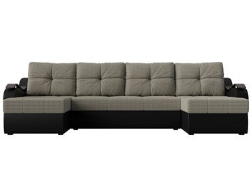 П-образный диван Меркурий П, Корфу 02 (рогожка)/черный (экокожа) в Самаре - предосмотр 1