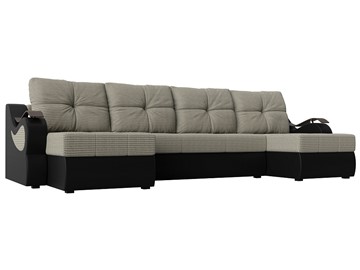 П-образный диван Меркурий П, Корфу 02 (рогожка)/черный (экокожа) в Самаре - предосмотр