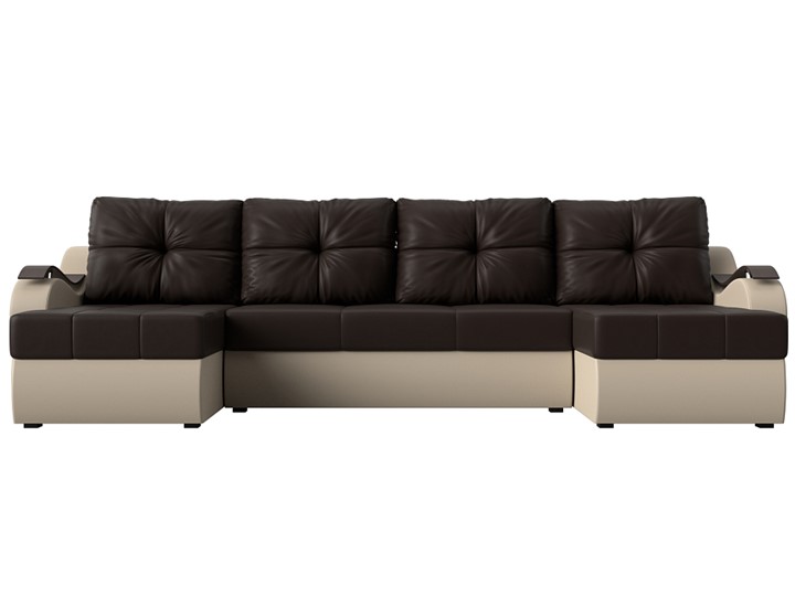 П-образный диван Меркурий П, Коричневый/бежевый (экокожа) в Самаре - изображение 1