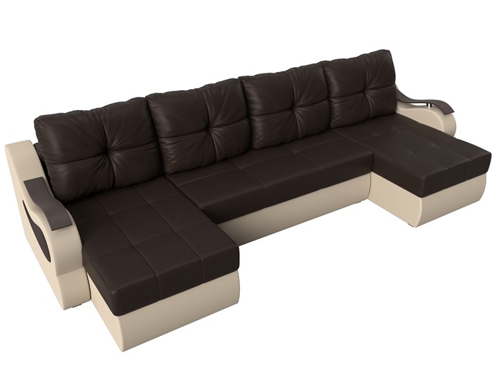 П-образный диван Меркурий П, Коричневый/бежевый (экокожа) в Самаре - изображение 4