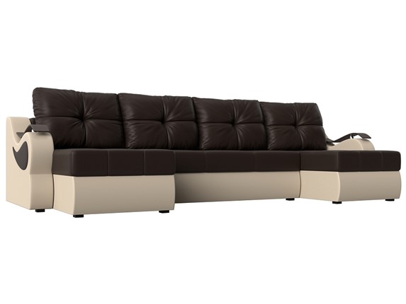 П-образный диван Меркурий П, Коричневый/бежевый (экокожа) в Самаре - изображение
