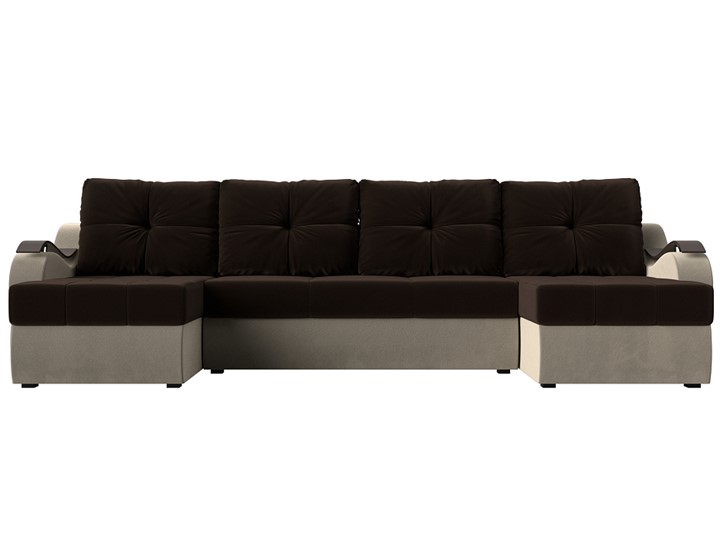 П-образный диван Меркурий П, Коричневый/бежевый (вельвет) в Самаре - изображение 1