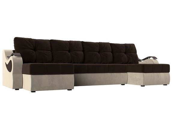 П-образный диван Меркурий П, Коричневый/бежевый (вельвет) в Самаре - изображение