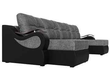 П-образный диван Меркурий П, Серый/черный (рогожка/экокожа) в Тольятти - предосмотр 2