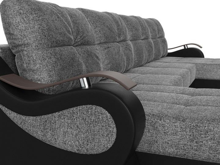 П-образный диван Меркурий П, Серый/черный (рогожка/экокожа) в Самаре - изображение 3