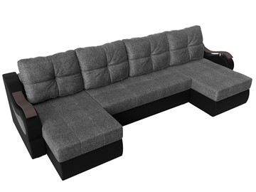 П-образный диван Меркурий П, Серый/черный (рогожка/экокожа) в Самаре - предосмотр 4