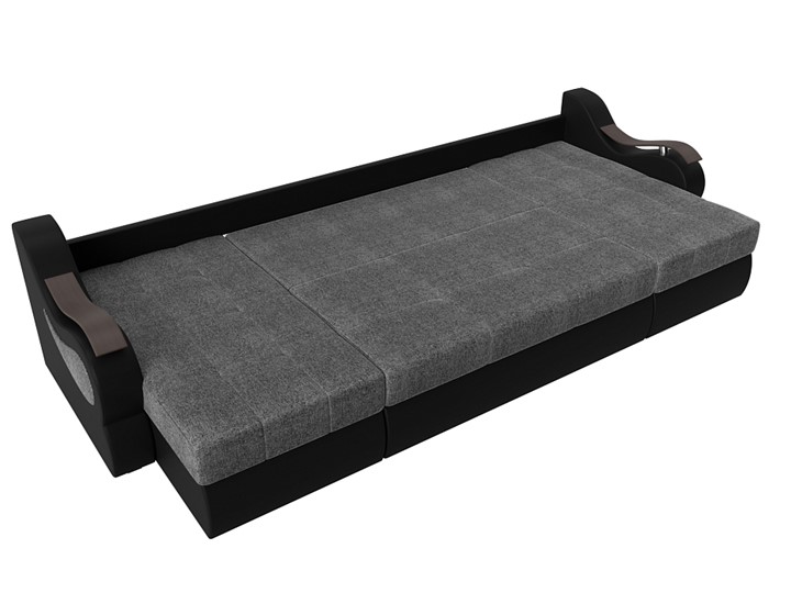 П-образный диван Меркурий П, Серый/черный (рогожка/экокожа) в Тольятти - изображение 5